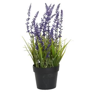 Everlands Lavendel - kunstplant in pot - violet paars - D15 x H30 cm -