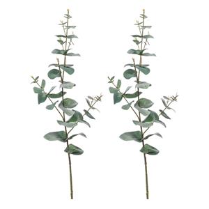 Merkloos Kunstplant Eucalyptus - 2x - groen - takken - hangplant - 68 cm -
