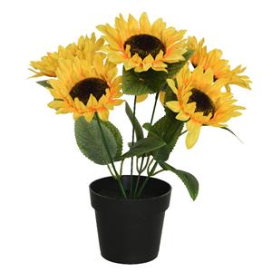 Everlands Kunst zonnebloemen in pot - kunststof - 25 x 25 x 28 - geel -