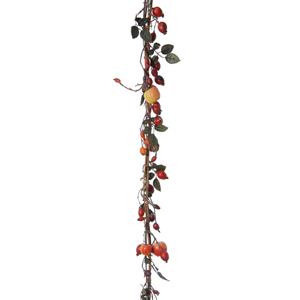 Louis Maes kunstplant blaadjes slinger/guirlande Bessen - groen/wit - 180 cm - herfst tafereel -