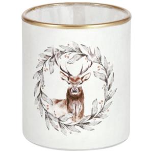 Theelichthouder Benno; 8x9 cm (ØxH); beige/goud; 2 stuk / verpakking