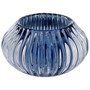Theelichthouder Aarani; 11x6.5 cm (ØxH); blauw; 2 stuk / verpakking