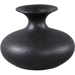 PTMD Lyndsay Black round shaped ceramic pot bulb low