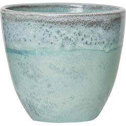 PTMD Kacie Ronde Bloempot - H18 x Ø19 cm - Terracotta - Blauw