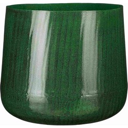 Mica Decorations Benson Bloempot - H24 x Ø26 cm - Metaal - Donkergroen