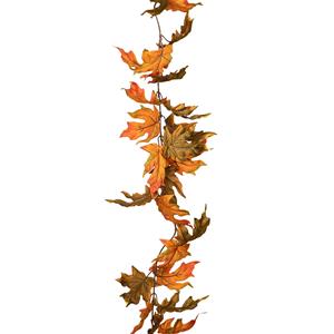 Louis Maes kunstplant blaadjes slinger/guirlande Esdoorn - bruin - 180 cm - herfst tafereel -