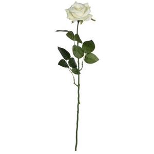 Mica Decorations Kunstplant bloem - roos - crème - kunstbloemen/tak - 66 cm - kunststof decoratie -