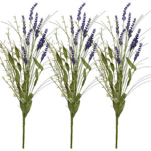 Everlands Lavendel kunsttak - 3x - kunststof - paars - 4 x 13 x H75 cm -
