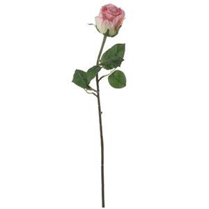 Mica Decorations Kunstplant bloem - roos - roze - kunstbloemen/tak - 69 cm  -