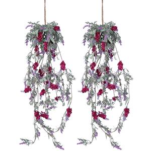 Decoris Lavendel Bloemen slinger - 2x stuks - Licht paars - kunstplanten - 80 cm -