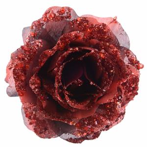 Merkloos Decoratie kunstbloem roos rood 14 cm -