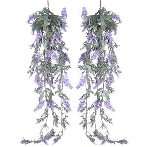 Decoris Lavendel Bloemen slinger - 2x stuks - Lila - kunstplanten - 80 cm -