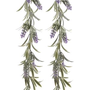 Decoris Lavendel Bloemen slinger - 2x stuks - Paars - kunstplanten - 80 cm -