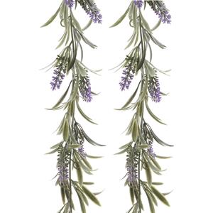 Decoris Paarse lavendel kunsttak - 2x - kunstplanten - slinger - 80 cm -