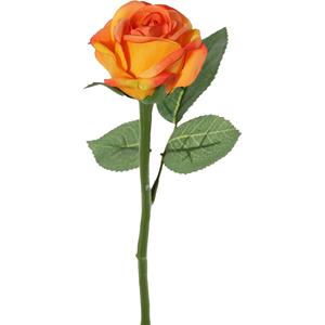 TopArt Kunstbloem roos Nina - oranje - 27 cm - kunststof steel - decoratie bloemen -