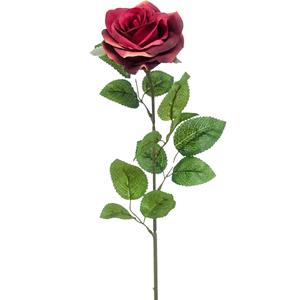 Emerald Kunstbloem roos Marleen - wijn rood - 63 cm - decoratie bloemen -