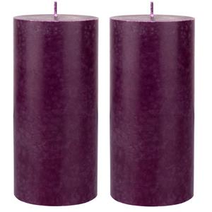Duni cilinderkaarsen/stompkaarsen - 6x stuks - paars - 15 x 7 cm - 50 branduren - geurloze kaarsen -