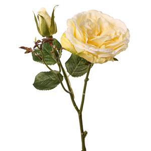 TopArt Kunstbloem roos Little Joy - geel - cm - kunststof steel - decoratie bloemen -