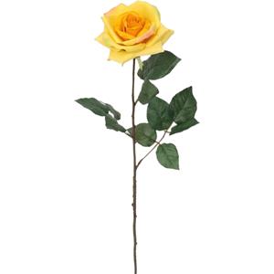 Mica Decorations Kunstbloem roos Emily - geel - 66 cm - kunststof steel - decoratie bloemen -