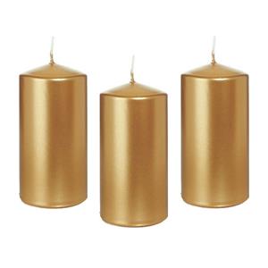 Trend Candles Cilinderkaars/stompkaars - 8x - goud - 6 x 12 cm - branduren -