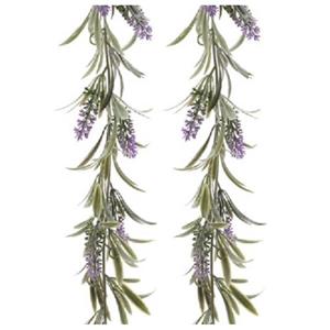 Decoris Lavendel kunsttak kunstplanten slinger - 2x - 180 cm -