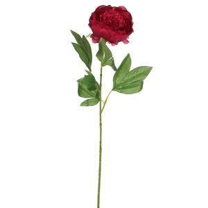 Mica Decorations Kunstbloem pioenroos - donker roze - 76 cm - polyester - decoratie bloemen -