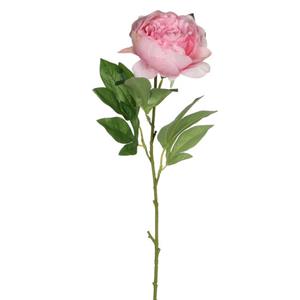 Mica Decorations Kunstbloem pioenroos - roze - 76 cm - polyester - decoratie bloemen -
