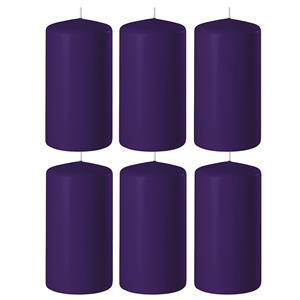 Enlightening Candles 8x Paarse cilinderkaarsen/stompkaarsen 6 x 15 cm branduren -