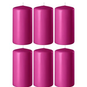 Enlightening Candles 8x Fuchsia roze cilinderkaarsen/stompkaarsen 6 x 15 cm branduren -