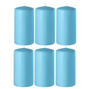 Enlightening Candles 8x Turquoise cilinderkaarsen/stompkaarsen 6 x 15 cm branduren -
