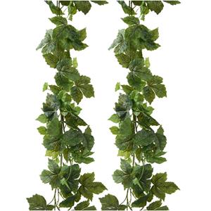 Everlands Planten slinger - 2x - wijnstok - kunstplant - groen - 175 cm - wijnrank -