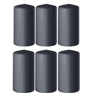 Enlightening Candles 8x Antraciet grijze cilinderkaarsen/stompkaarsen 6 x 15 cm branduren -