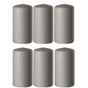Enlightening Candles 8x Zandgrijze cilinderkaarsen/stompkaarsen 6 x 15 cm branduren -