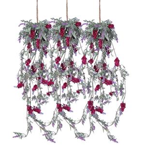 Decoris Lavendel Bloemen slinger - 3x stuks - Licht paars - kunstplanten - 80 cm -