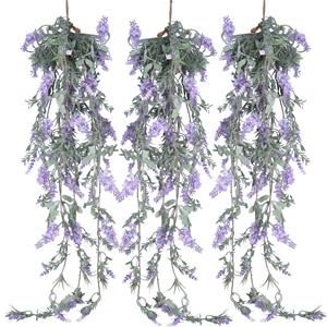 Decoris Lavendel Bloemen slinger - 3x stuks - Lila - kunstplanten - 80 cm -