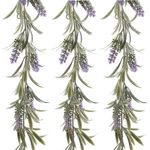 Decoris Lavendel Bloemen slinger - 3x stuks - Paars - kunstplanten - 80 cm -