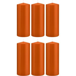 Trend Candles Cilinderkaars/stompkaars - 6x - oranje - 8 x 20 cm - 119 branduren -