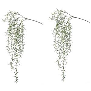 Bellatio flowers & plants 2x Kunstplant groene Hoya hangplant/tak 120 cm -