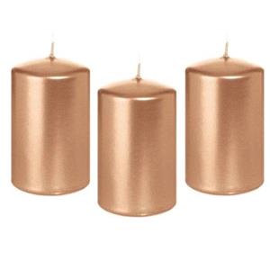 Trend Candles Cilinderkaars/stompkaars - 12x - roségoud - 5 x 8 cm - 18 branduren -