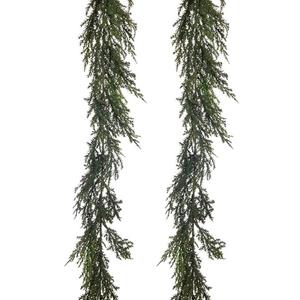 Louis Maes kunstplant takken slinger Cipres - 2x - groen - 180 cm - veel takjes -