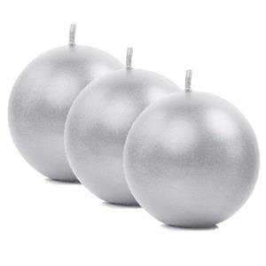 Merkloos Bolvormige kaarsen - 10x stuks - zilver - Dia 8 cm - 20 branduren - Sfeerkaarsen -