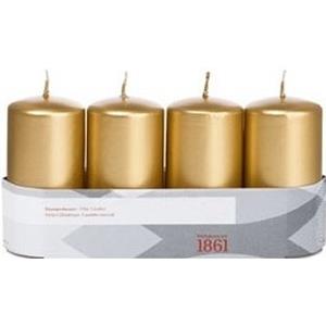 Trend Candles 16x Gouden cilinderkaars/stompkaars 5 x 10 cm 18 branduren -