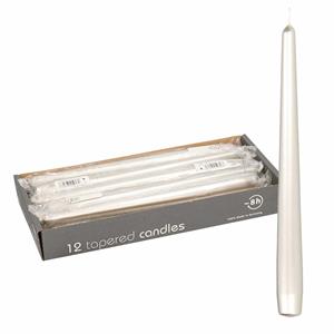 Enlightening Candles 36x Metallic zilveren dinerkaarsen 25 cm 8 branduren -