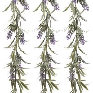 Decoris Paarse lavendel kunsttak - 3x - kunstplanten - slinger - 80 cm -