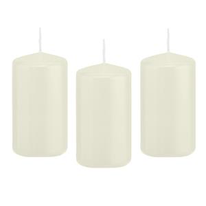 Trend Candles Cilinderkaars/stompkaars - 12x - ivoorwit - 6 x 12 cm - branduren -