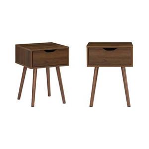 Sweeek  Nachtkastje in walnootkleurig hout, 1 lade (set van 2)