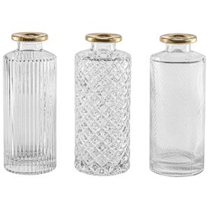 Glazen vazen set Abebi 3-delig; 5.2x13.2 cm (ØxH); transparant/goud