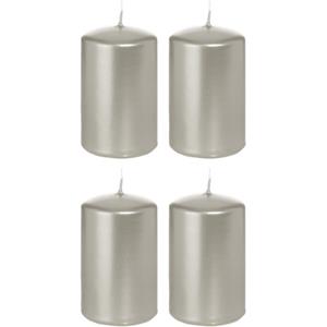Trend Candles Cilinderkaarsen/stompkaarsen - set 20x - zilver - 5 x 8 cm - 18 branduren -