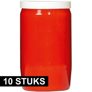 SPAAS Grafkaars/gedenklicht - 10x - rood - 7 x 18 cm - 9 dagen brandtijd -