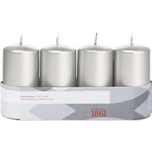 Trend Candles 20x Zilveren cilinderkaars/stompkaars 5 x 10 cm 18 branduren -
